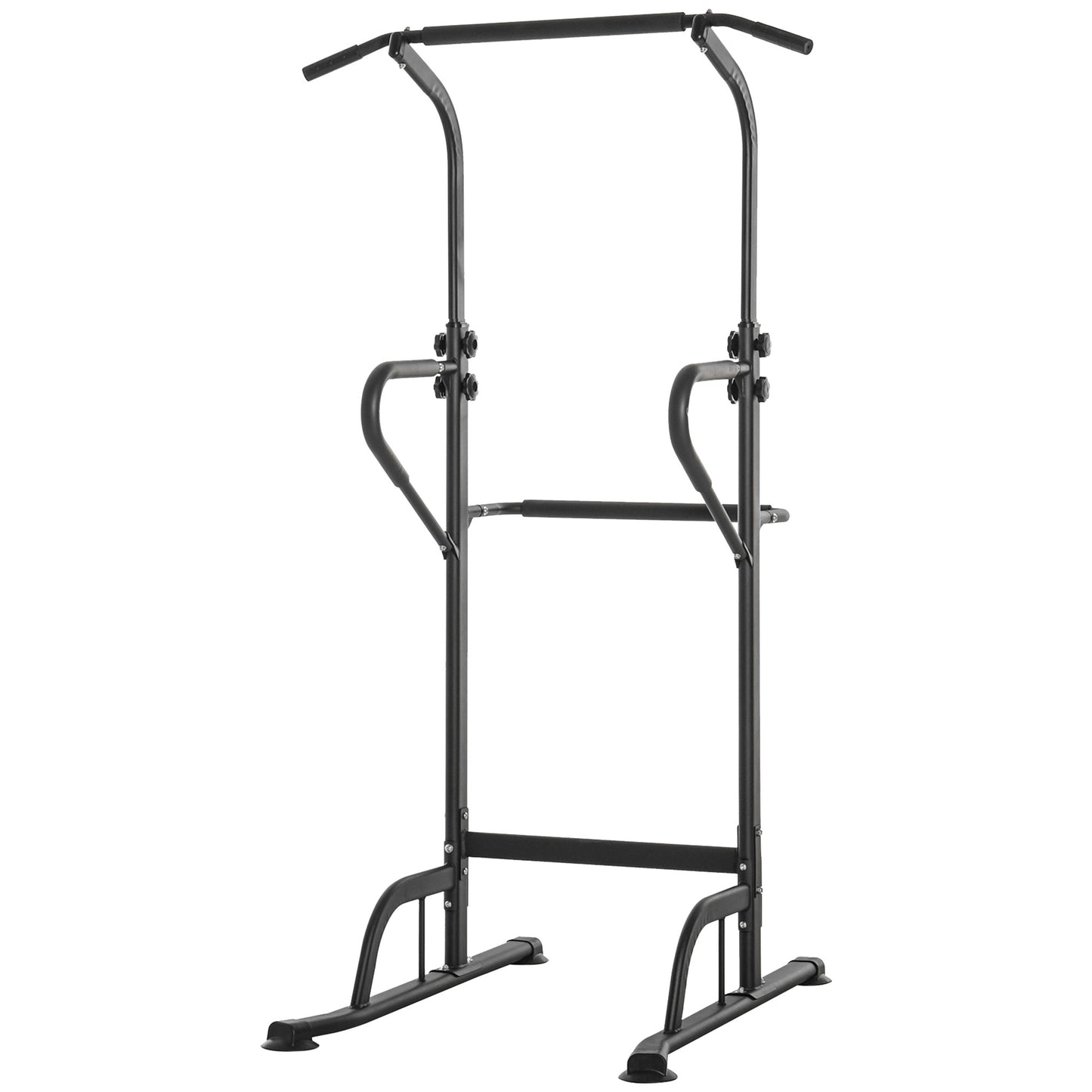 HOMCOM Power Tower Dip Station Pull Up Bar Multi-Function Push Up Equipment with Adjustable Height for Home Gym Strength Training Workout Fitness