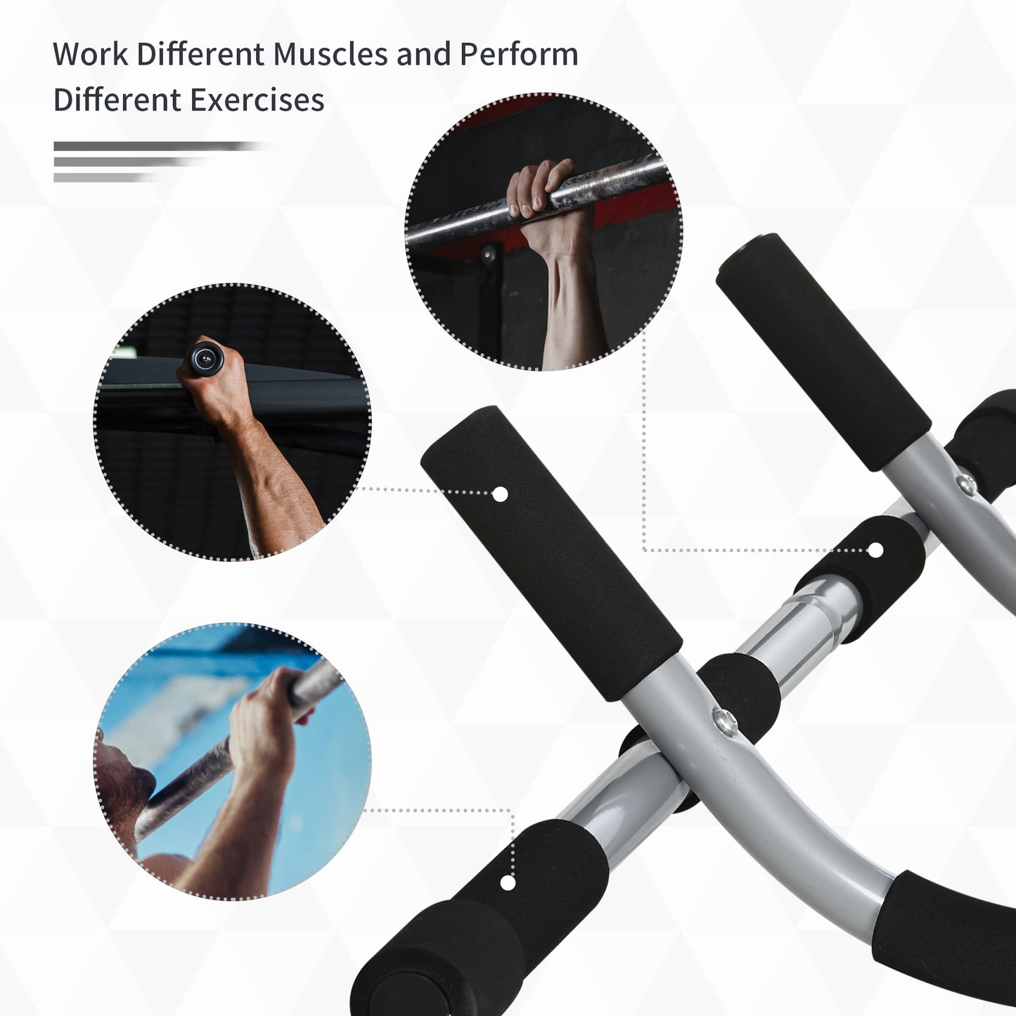 HOMCOM Pull-Up Bar for Doorway, Home Fitness Door Horizontal Push up Bar for Indoor Gym Upper Body Workout