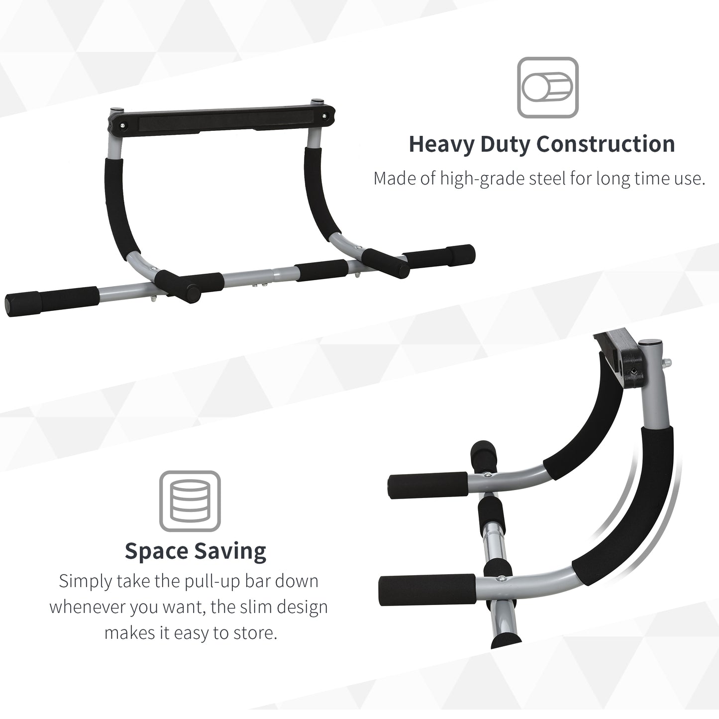 HOMCOM Pull-Up Bar for Doorway, Home Fitness Door Horizontal Push up Bar for Indoor Gym Upper Body Workout