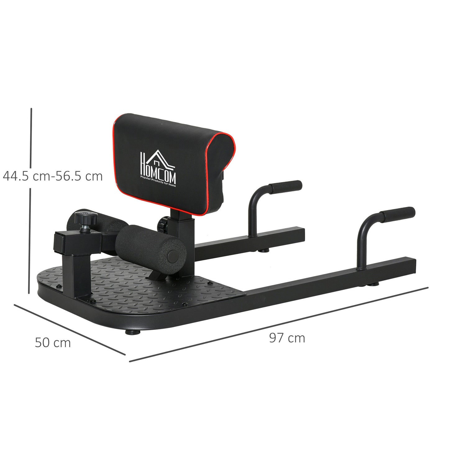 HOMCOM Squat Machine with Push Up Stand, Padded Hip Thrust Bench with Adjustable Cushion for Home Gym Work Out