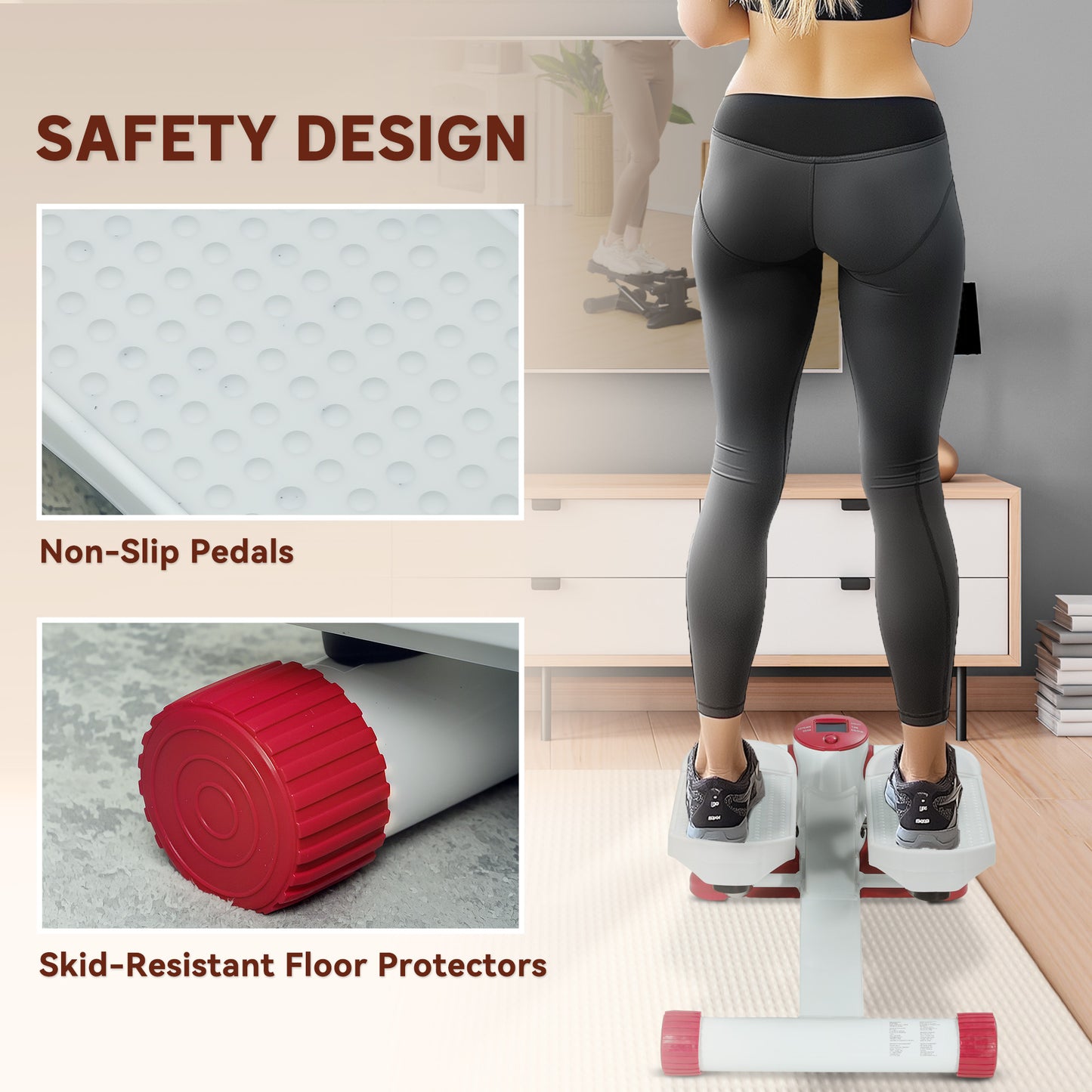 SPORTNOW Mini Stepper, Compact Step Machine Exerciser for Home Workout with LCD Monitor and Non-Slip Pedals