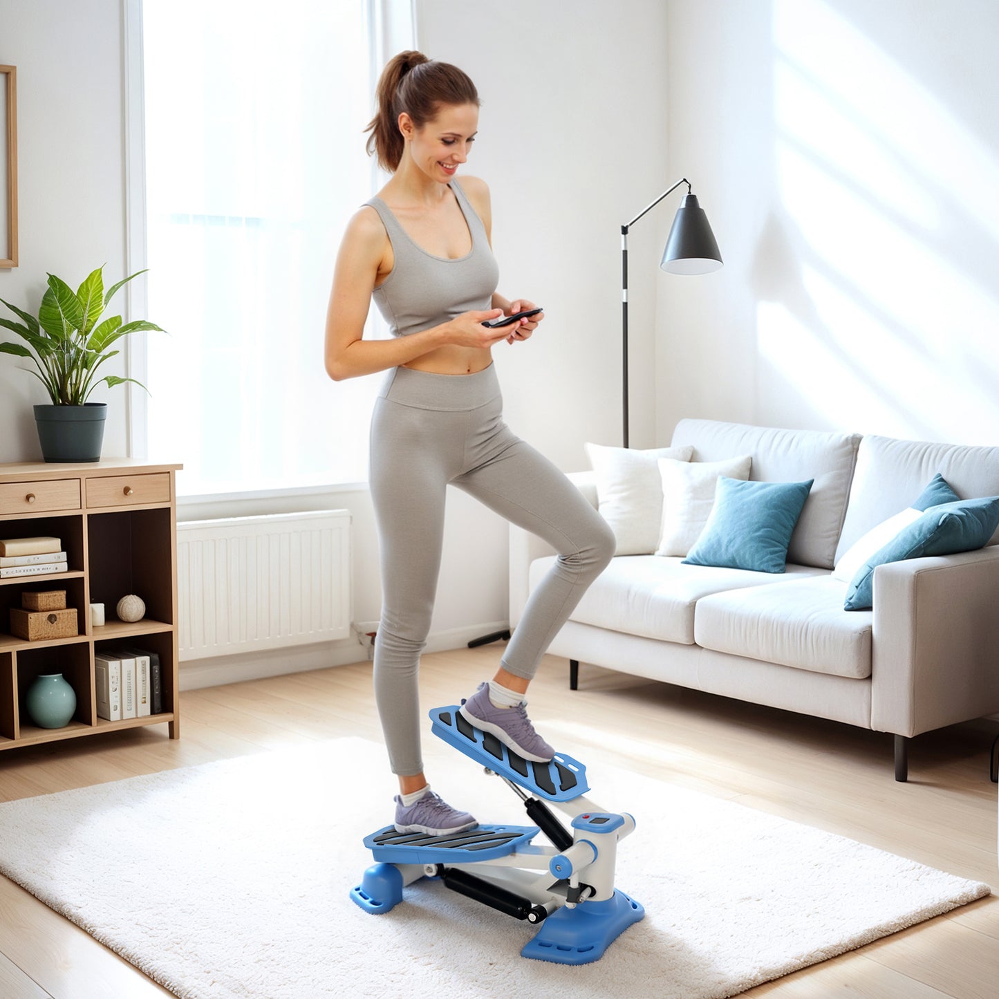 HOMCOM Portable Mini Stepper, Steppers for Exercise Workout with LCD Display Monitor, Anti-skid Foot Pedals for Home Gym Office
