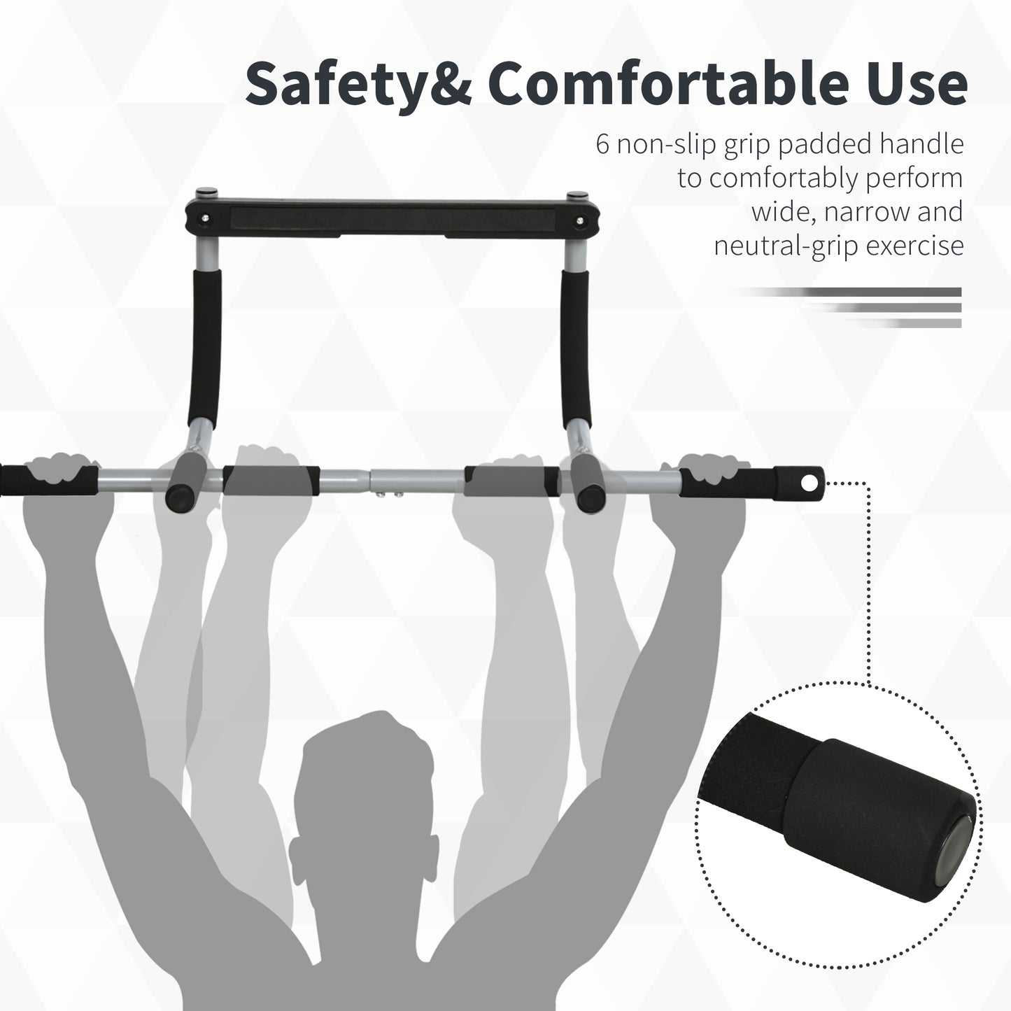HOMCOM Pull-Up Bar for Doorway, Home Fitness Door Horizontal Push up Bar for Indoor Gym Upper Body Workout