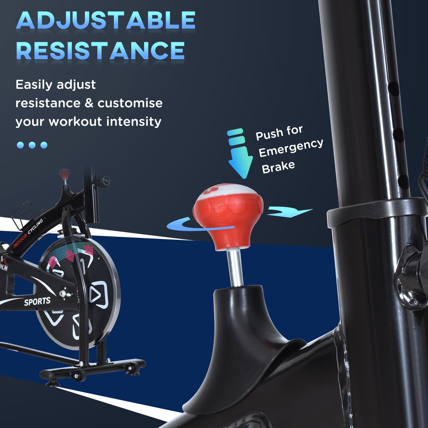 HOMCOM Indoor Stationary Exercise Bike 6kg Flywheel Fitness Cardio Workout Bke Trainer for Home Gym w/ Adjustable Resistance LCD Monitor Pad and Bottle Holder