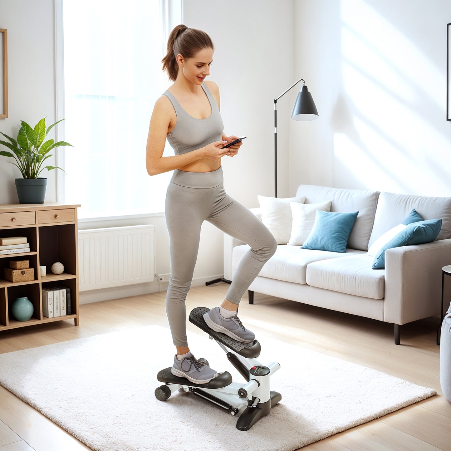 SPORTNOW Mini Stepper, Compact Step Machine Exerciser for Home Workout with LCD Monitor and Non-Slip Pedals