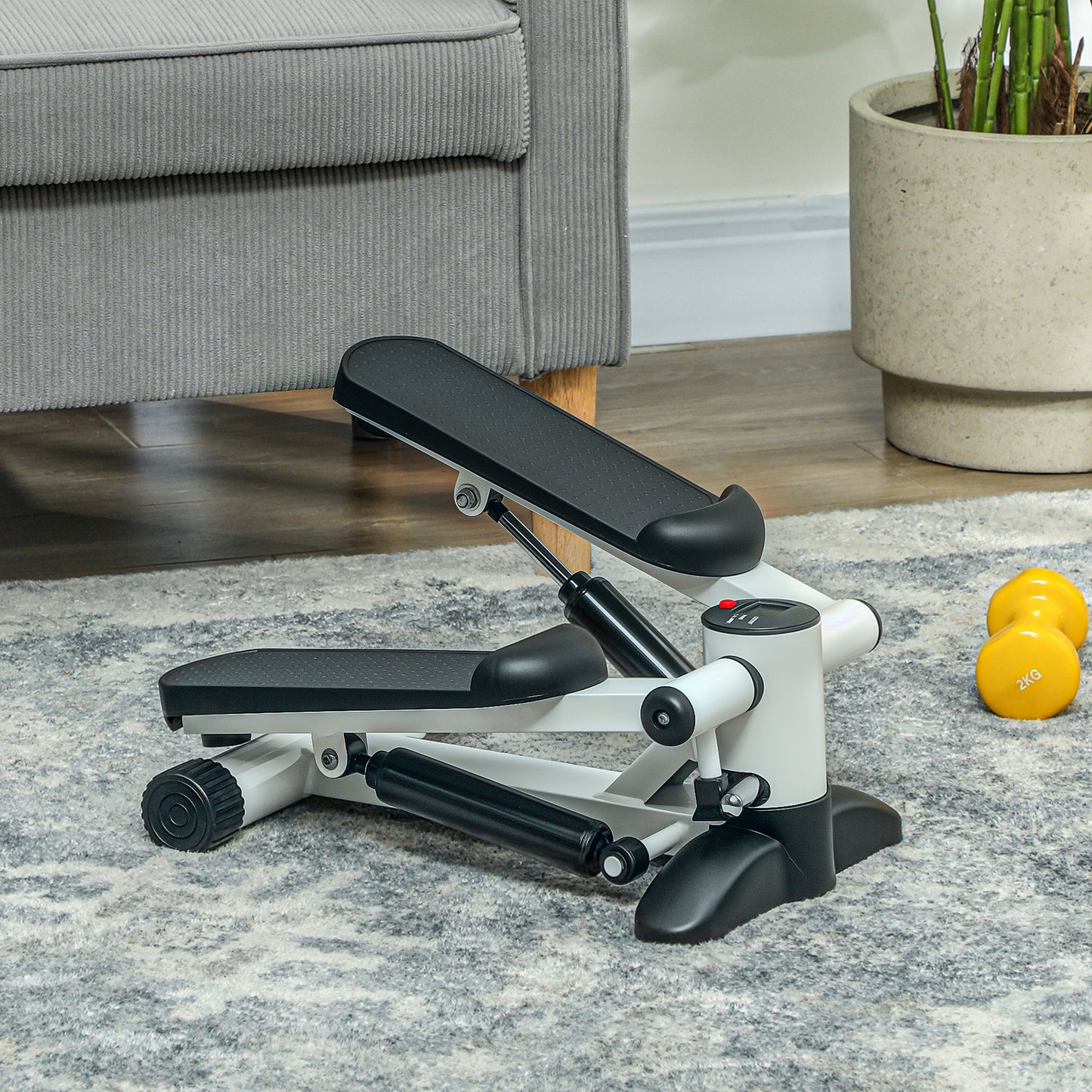 SPORTNOW Mini Stepper, Compact Step Machine Exerciser for Home Workout with LCD Monitor and Non-Slip Pedals