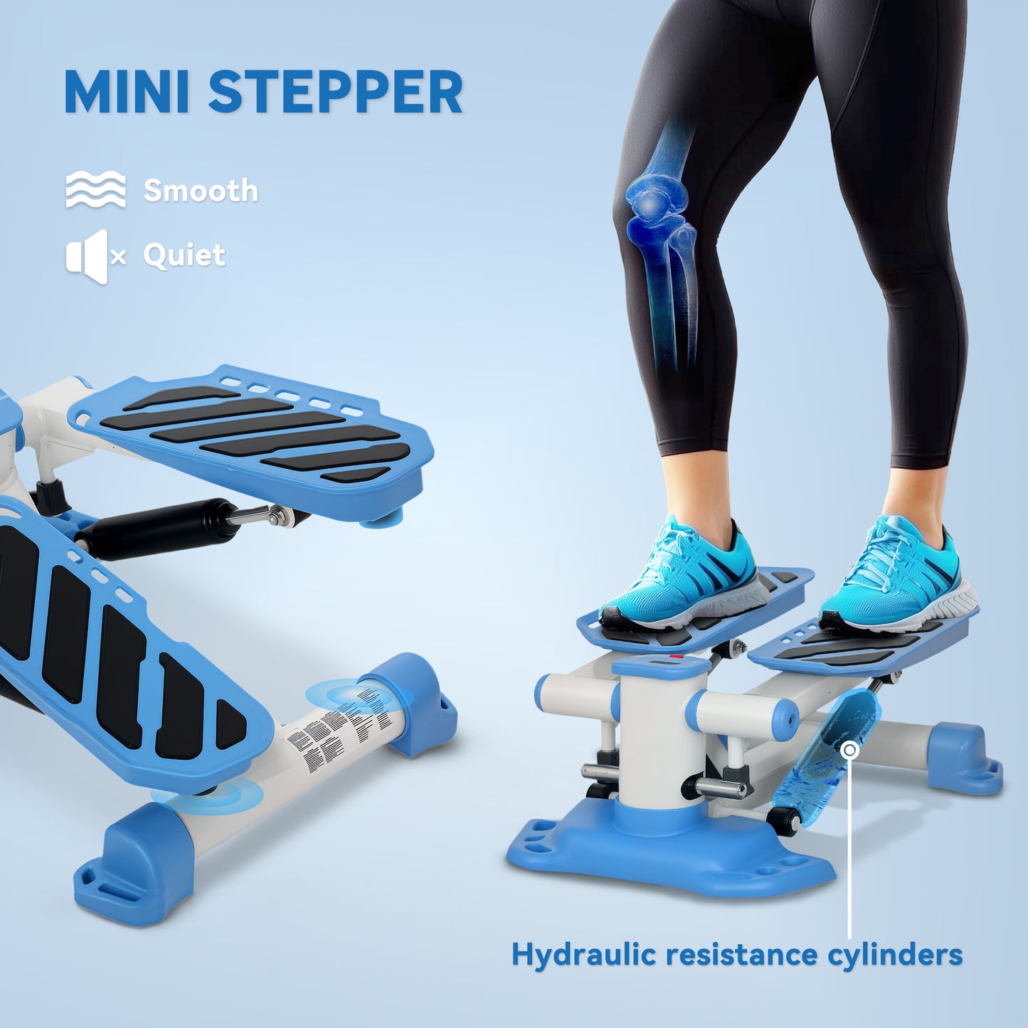 HOMCOM Portable Mini Stepper, Steppers for Exercise Workout with LCD Display Monitor, Anti-skid Foot Pedals for Home Gym Office