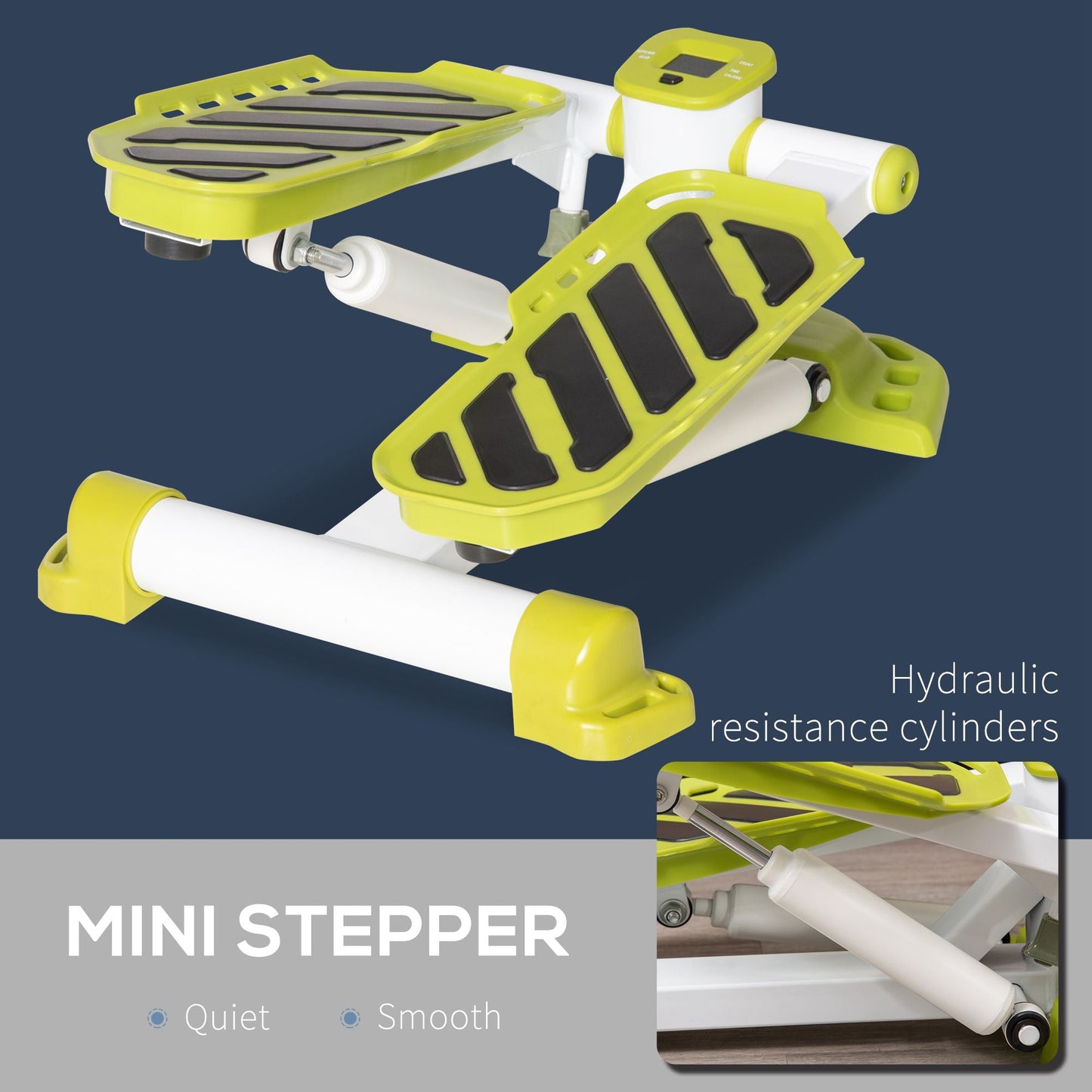 HOMCOM Portable Mini Stepper, Steppers for Exercise Workout with LCD Display Monitor, Anti-skid Foot Pedals for Home Gym Office