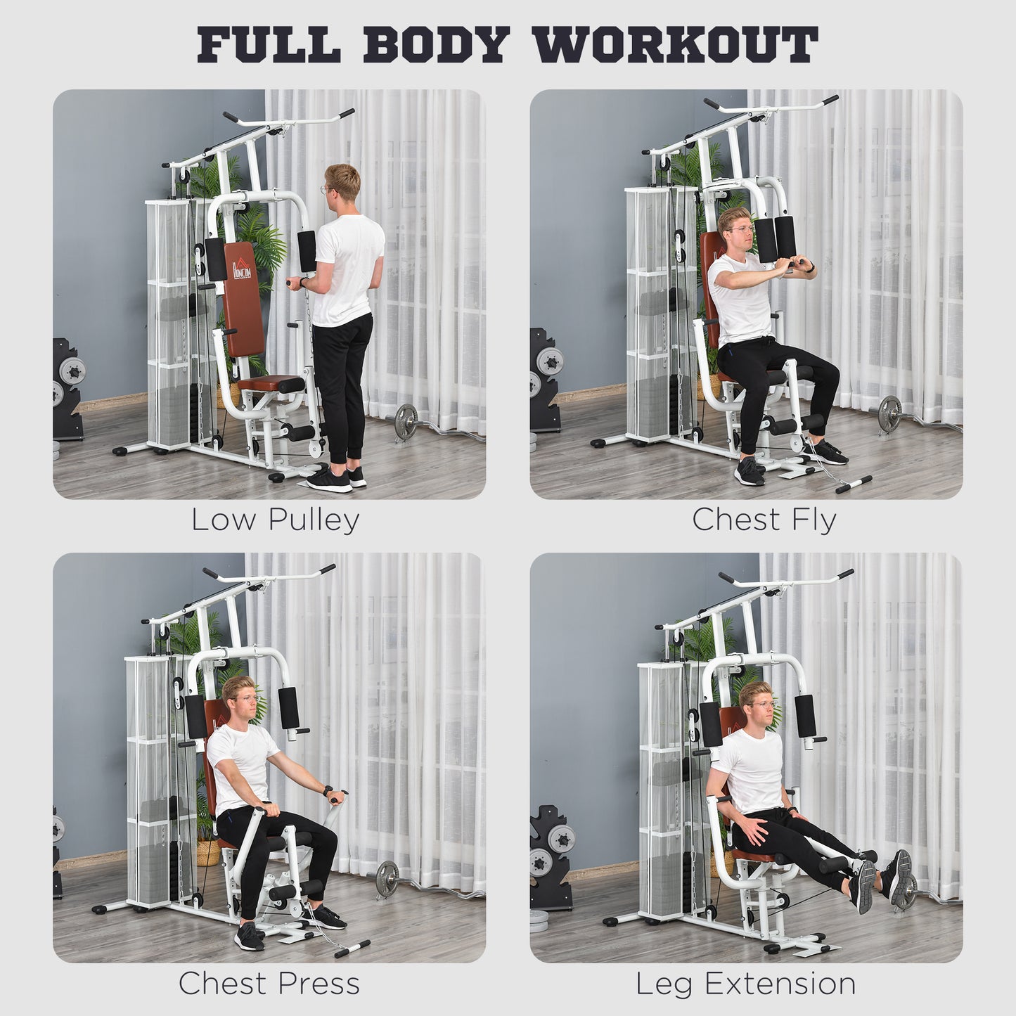 HOMCOM Multifunction Home Gym Weight Training Workout Station Fitness Strength Machine