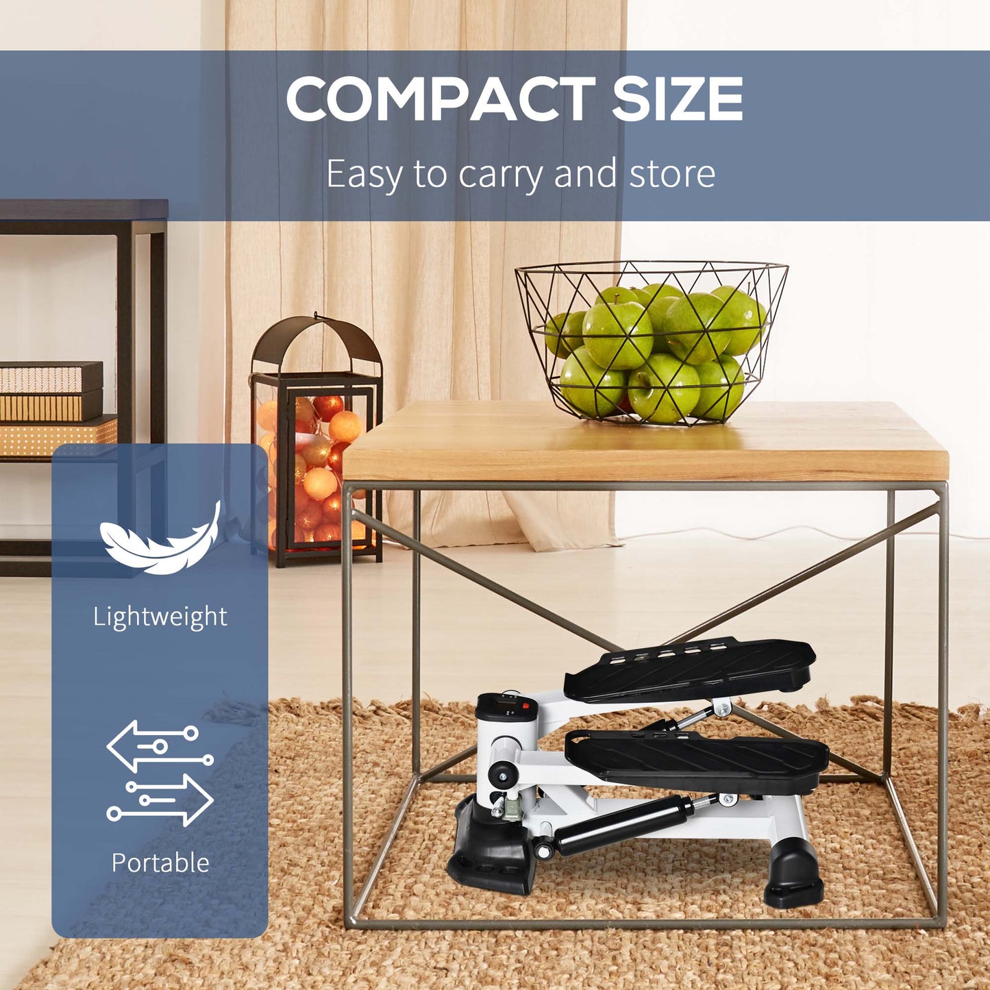 HOMCOM Portable Mini Stepper with LCD Display for Home Gym Office Exercise Workout