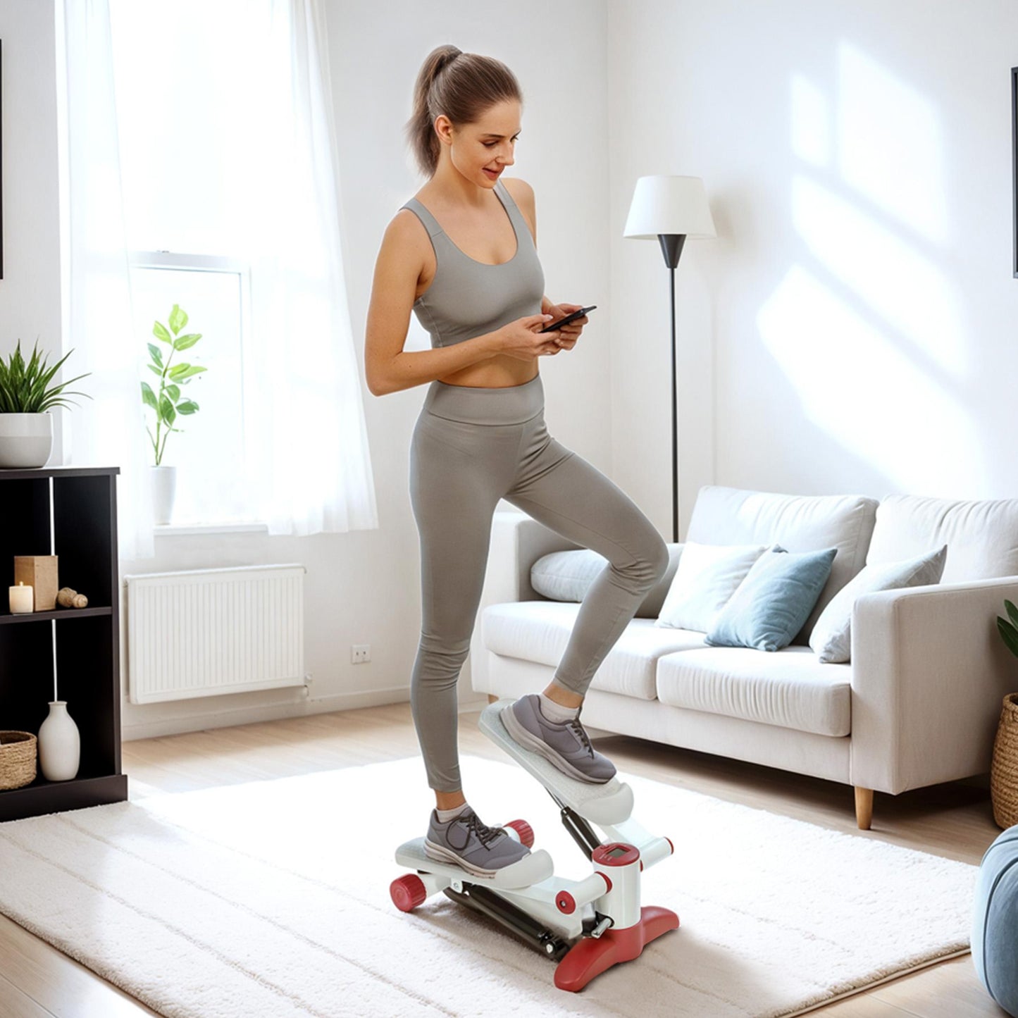 SPORTNOW Mini Stepper, Compact Step Machine Exerciser for Home Workout with LCD Monitor and Non-Slip Pedals