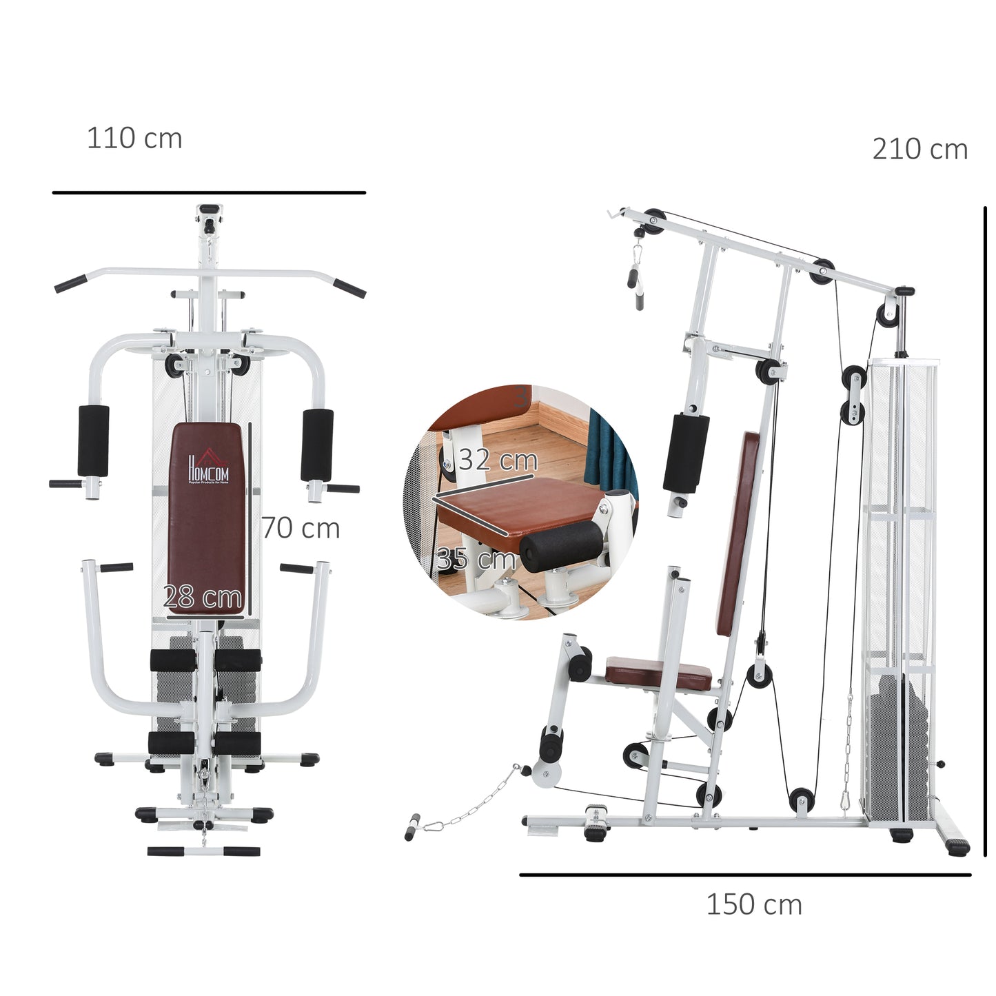 HOMCOM Multifunction Home Gym Weight Training Workout Station Fitness Strength Machine