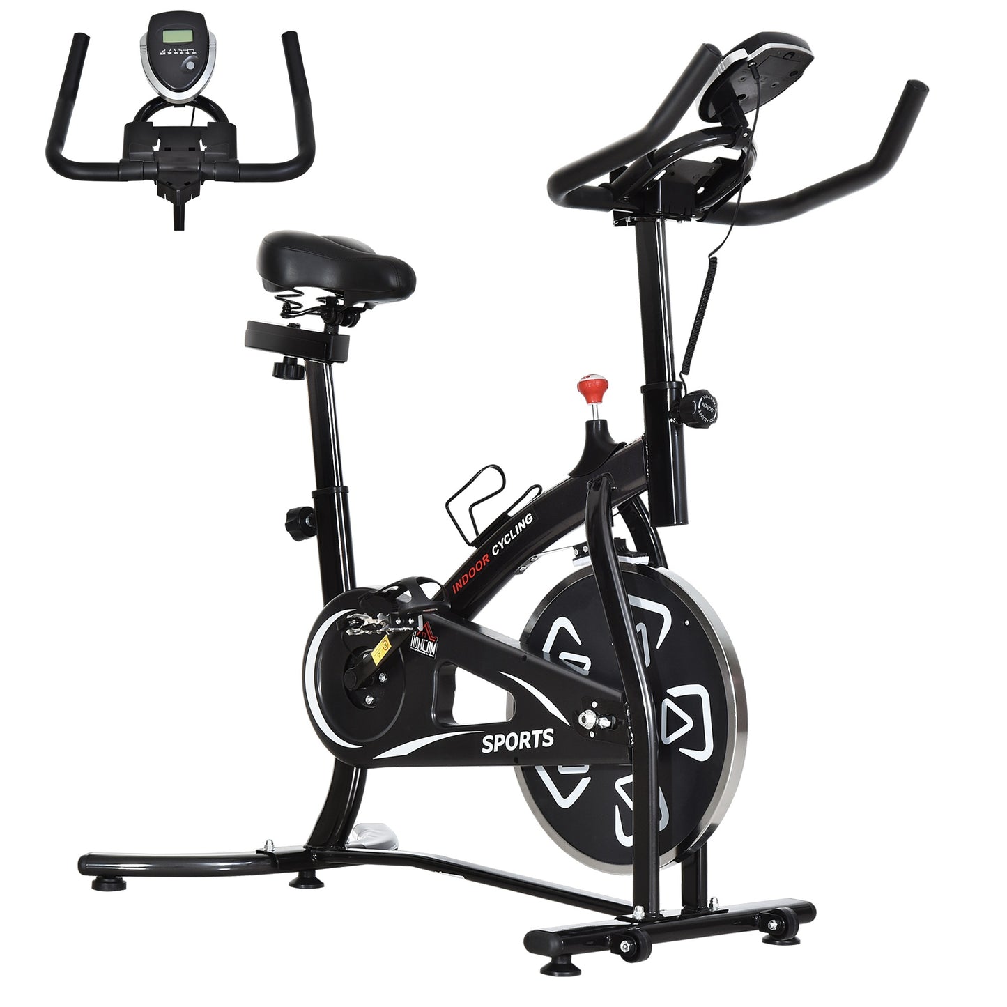 HOMCOM Indoor Stationary Exercise Bike 6kg Flywheel Fitness Cardio Workout Bke Trainer for Home Gym w/ Adjustable Resistance LCD Monitor Pad and Bottle Holder