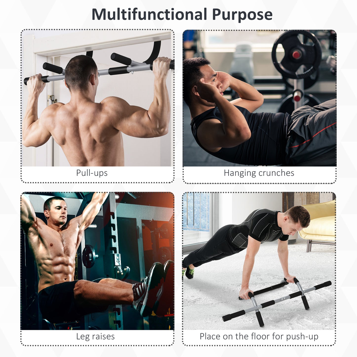 HOMCOM Pull-Up Bar for Doorway, Home Fitness Door Horizontal Push up Bar for Indoor Gym Upper Body Workout
