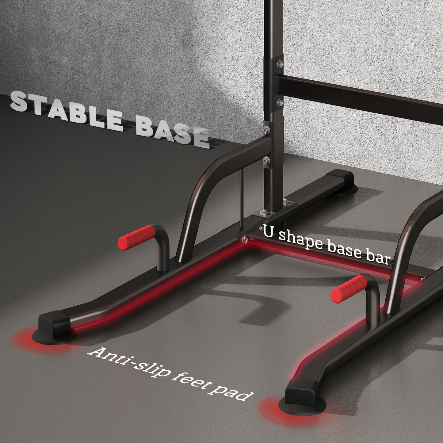 HOMCOM Power Tower Station with Dip Stand, Pull Up Bar Home Office Gym Training Workout Equipment