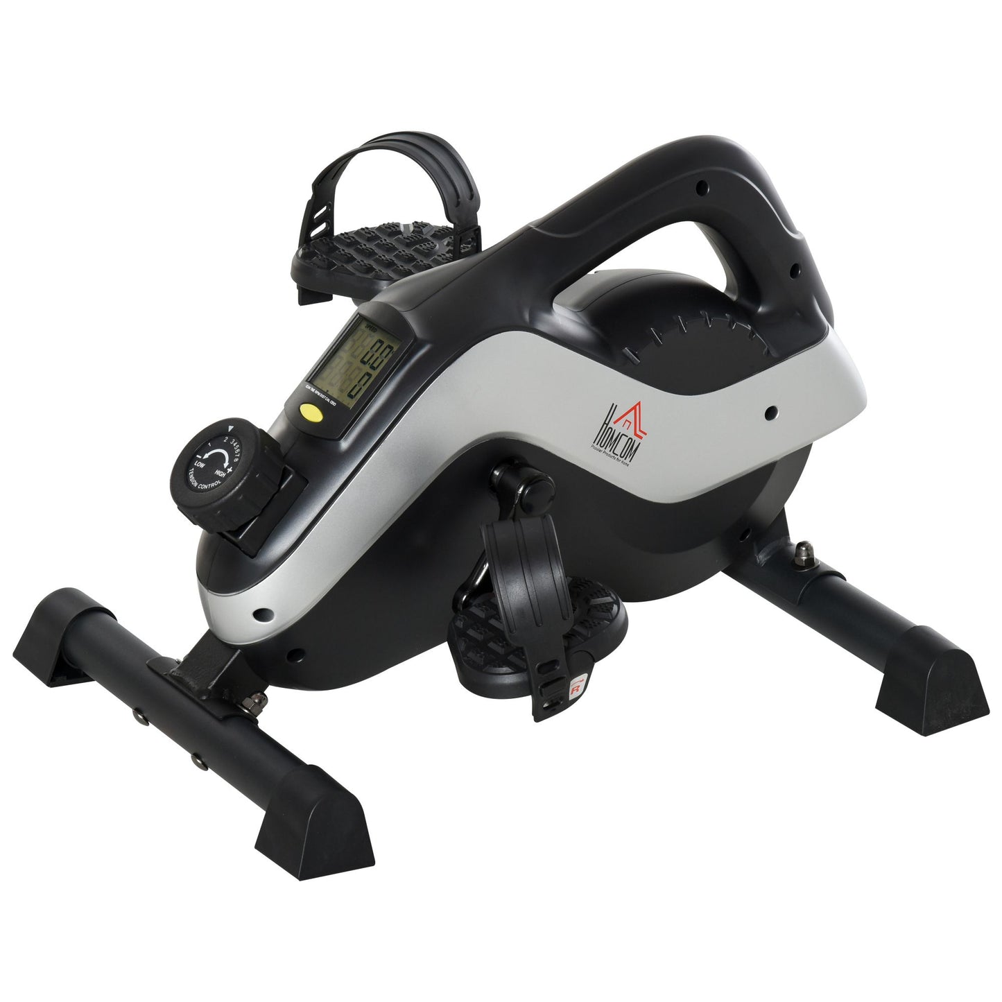 HOMCOM Portable Pedal Exerciser, Mini Exercise Bike with 8 Levels Magnetic Resistance and LCD Display, Cycle Leg Exerciser Sitting Down