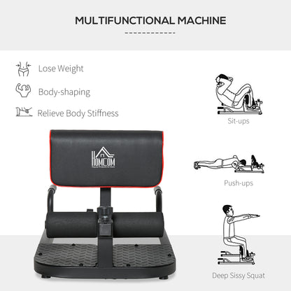HOMCOM Squat Machine with Push Up Stand, Padded Hip Thrust Bench with Adjustable Cushion for Home Gym Work Out