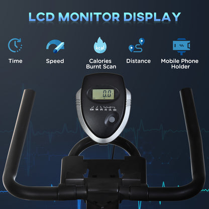 HOMCOM Indoor Stationary Exercise Bike 6kg Flywheel Fitness Cardio Workout Bke Trainer for Home Gym w/ Adjustable Resistance LCD Monitor Pad and Bottle Holder