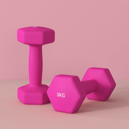 SPORTNOW 2 x 3kg Hexagonal Dumbbells Weights Set with Non-Slip Grip for Home Gym Workout