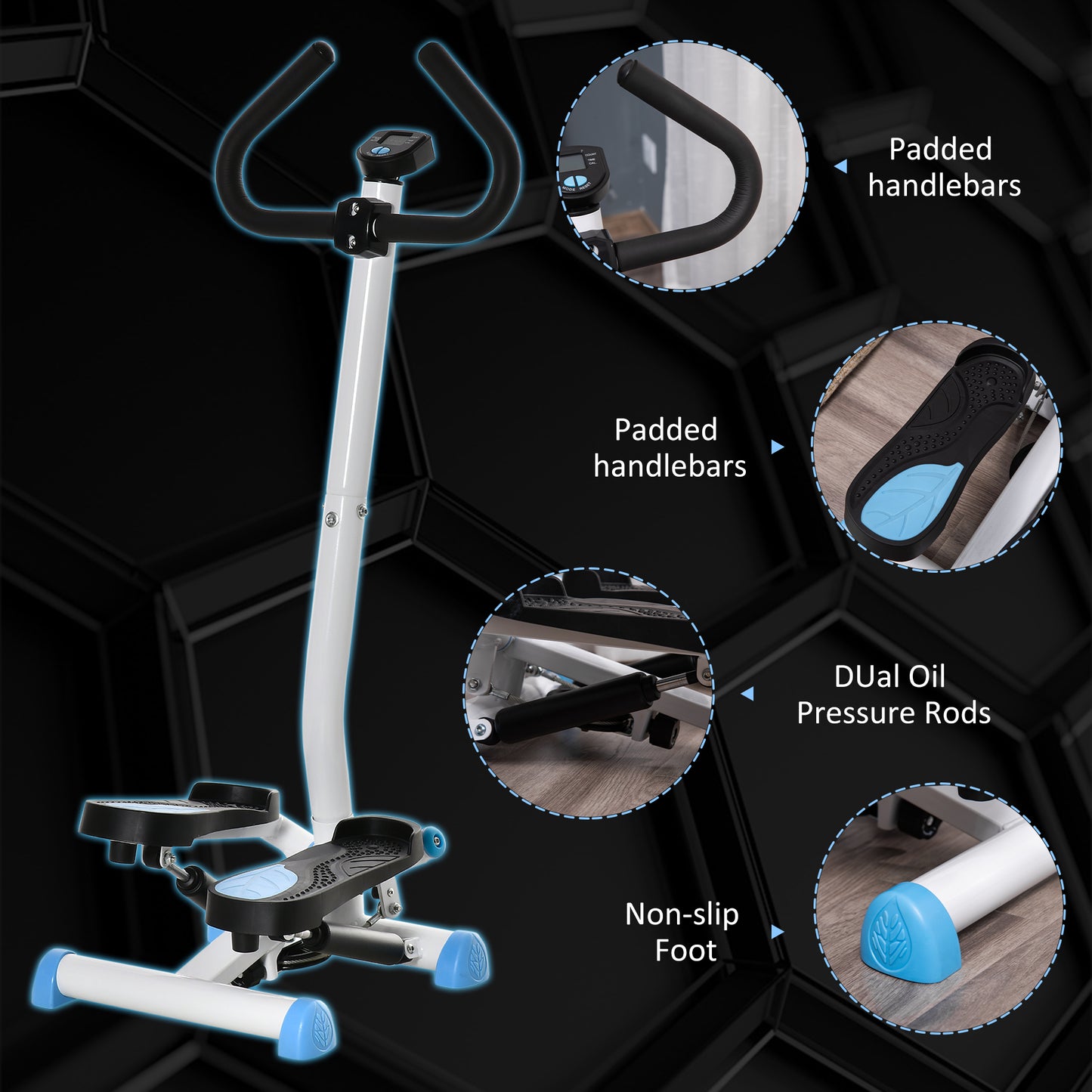 HOMCOM Twister Stepper, Step Machine with Adjustable Resistance, LCD Screen