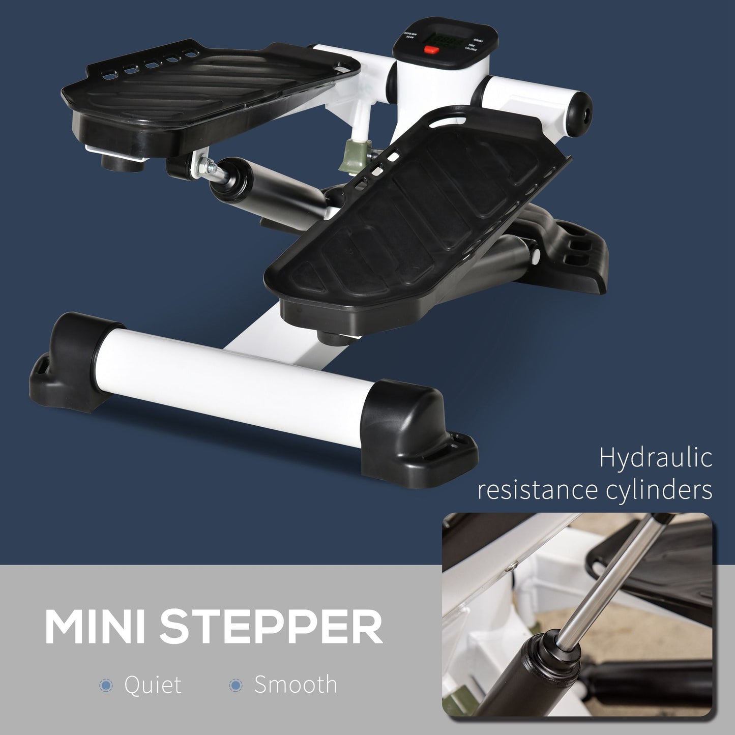HOMCOM Portable Mini Stepper with LCD Display for Home Gym Office Exercise Workout