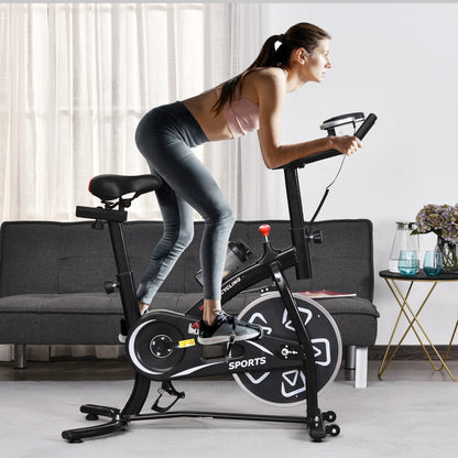 HOMCOM Indoor Stationary Exercise Bike 6kg Flywheel Fitness Cardio Workout Bke Trainer for Home Gym w/ Adjustable Resistance LCD Monitor Pad and Bottle Holder