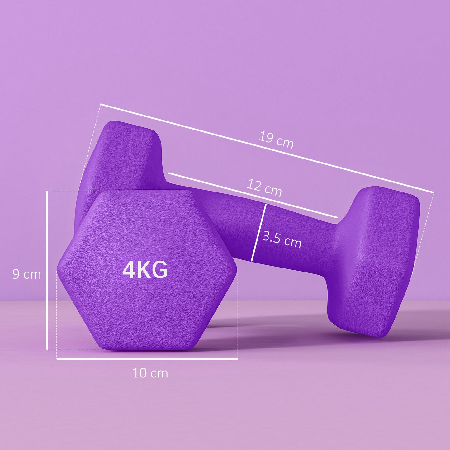 SPORTNOW 2 x 4kg Hexagonal Dumbbells Weights Set with Non-Slip Grip for Home Gym Workout