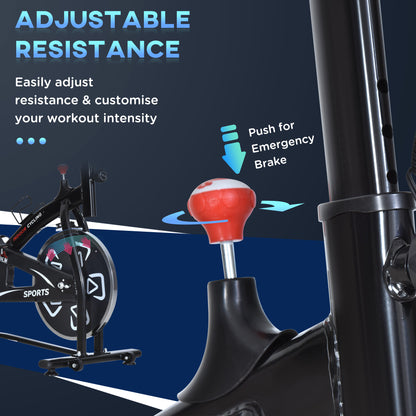 HOMCOM Indoor Stationary Exercise Bike 6kg Flywheel Fitness Cardio Workout Bke Trainer for Home Gym w/ Adjustable Resistance LCD Monitor Pad and Bottle Holder