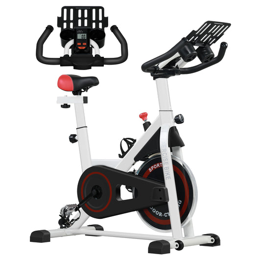 HOMCOM Exercise Bike, 8kg Flywheel Stationary Bike Indoor Cycling Machine with Adjustable Resistance Seat Handlebar