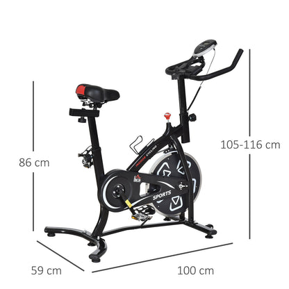 HOMCOM Indoor Stationary Exercise Bike 6kg Flywheel Fitness Cardio Workout Bke Trainer for Home Gym w/ Adjustable Resistance LCD Monitor Pad and Bottle Holder