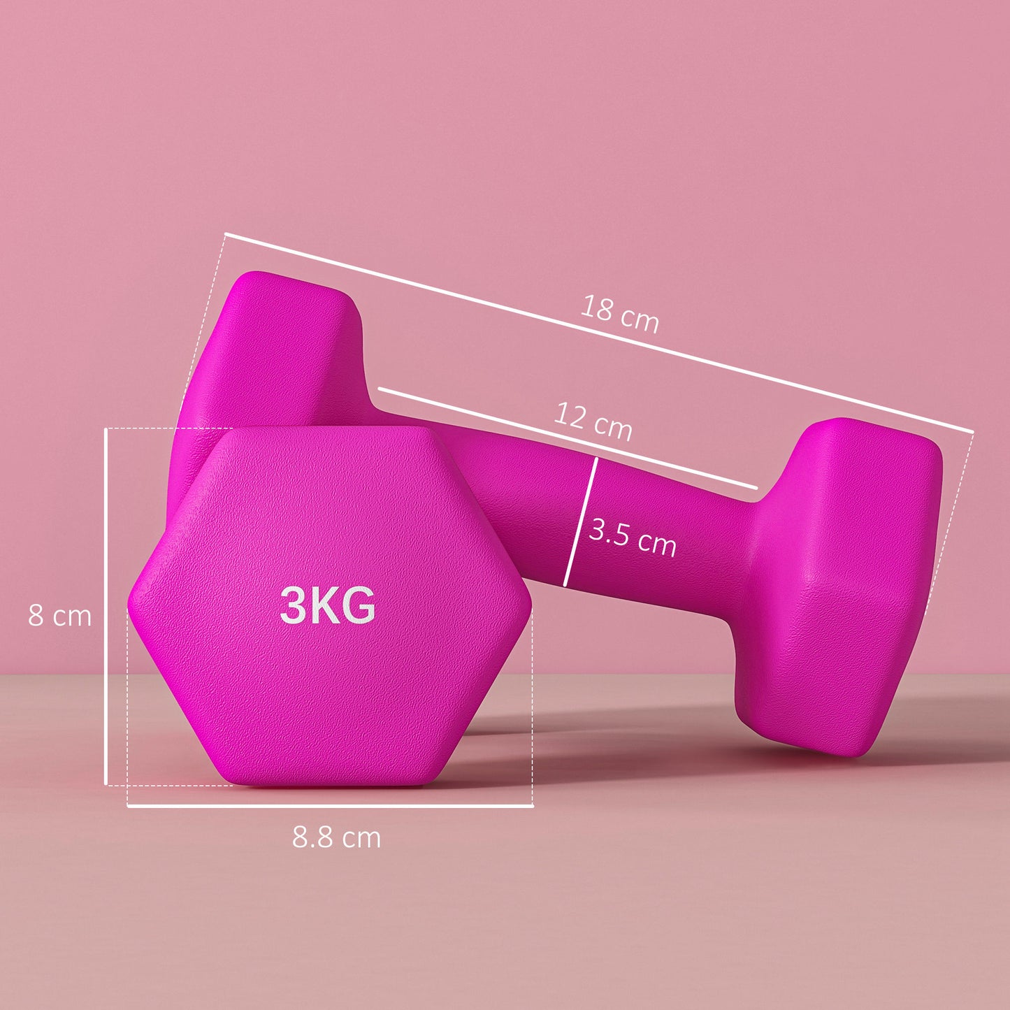 SPORTNOW 2 x 3kg Hexagonal Dumbbells Weights Set with Non-Slip Grip for Home Gym Workout