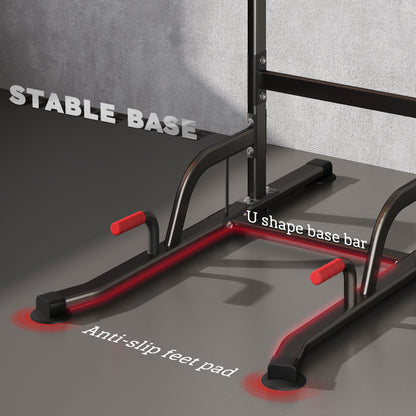 HOMCOM Power Tower Station with Dip Stand, Pull Up Bar Home Office Gym Training Workout Equipment